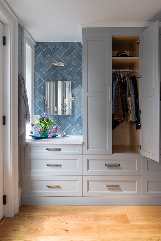 Light Grey with Blue Mudroom